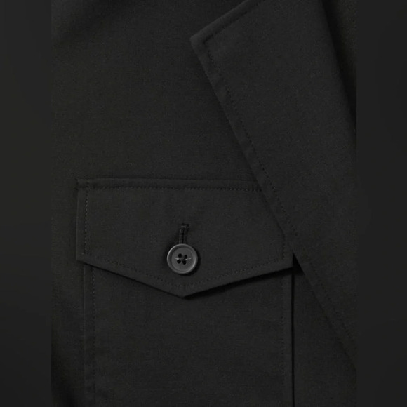 NEW Reiss Kimora  Wool Blend Double Breasted Tie Midi Dress Black | UK 10 / US 6 - Picture 4 of 12